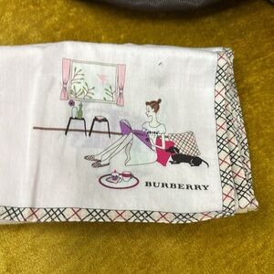 Whimsical White and Purple Illustrated Scarf